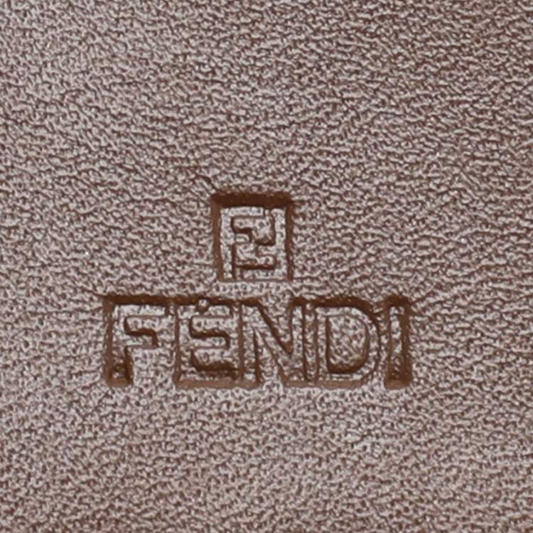 Pre Owned Fendi Tobacco Zucchino Canvas and Leather Trifold Wallet
