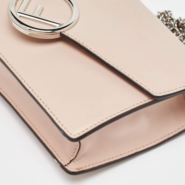Pre Owned Fendi Blush Pink Leather F is Fendi Medium Envelope Wallet On Chain