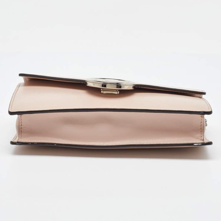 Pre Owned Fendi Blush Pink Leather F is Fendi Medium Envelope Wallet On Chain