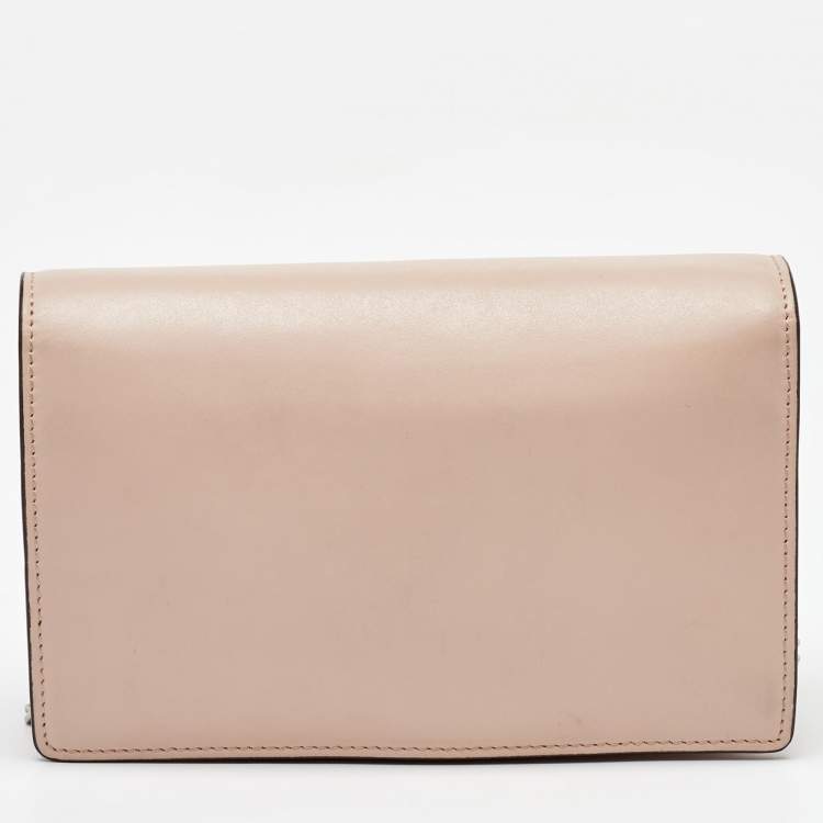 Pre Owned Fendi Blush Pink Leather F is Fendi Medium Envelope Wallet On Chain