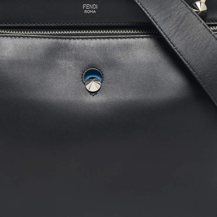 Pre Owned Fendi Black Leather Dotcom Top Handle Bag