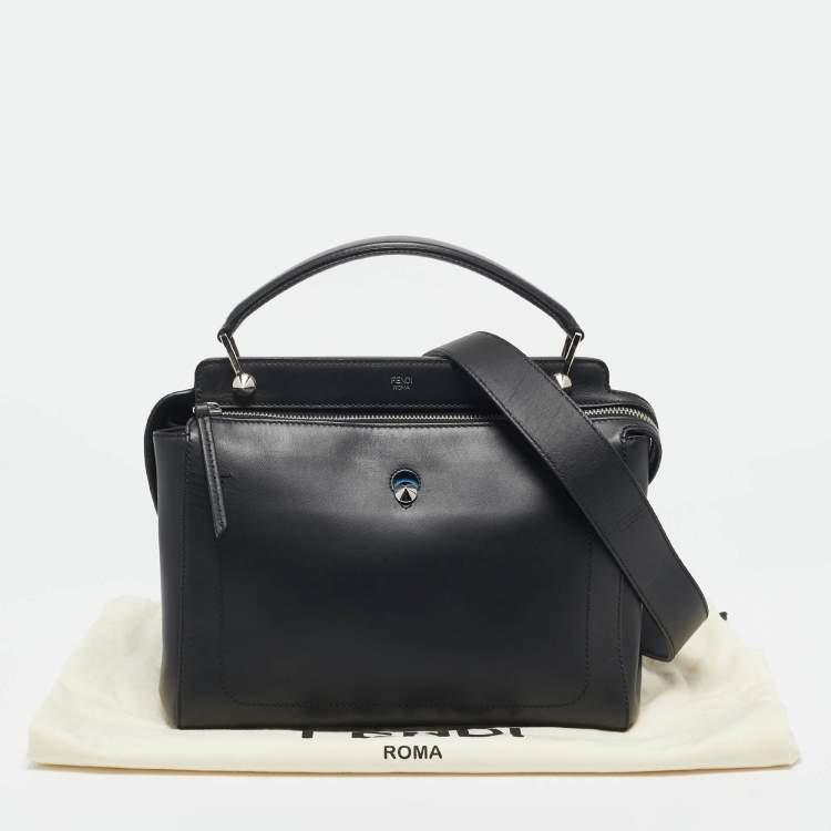 Pre Owned Fendi Black Leather Dotcom Top Handle Bag