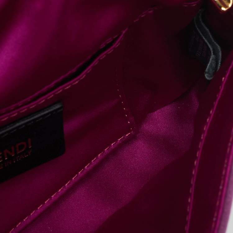 Pre Owned Fendi Purple Iridescent Nubuck Mini Baguette Bag