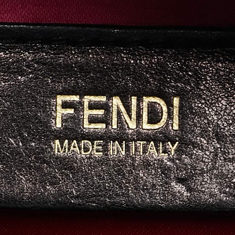 Pre Owned Fendi Black Zucchino Canvas Small Forever Bauletto Boston Bag