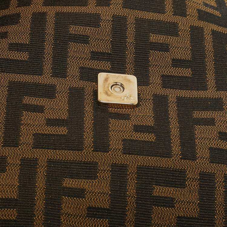 Pre Owned Fendi Tobacco Zucca Canvas and Patent Leather Mia Flap Bag