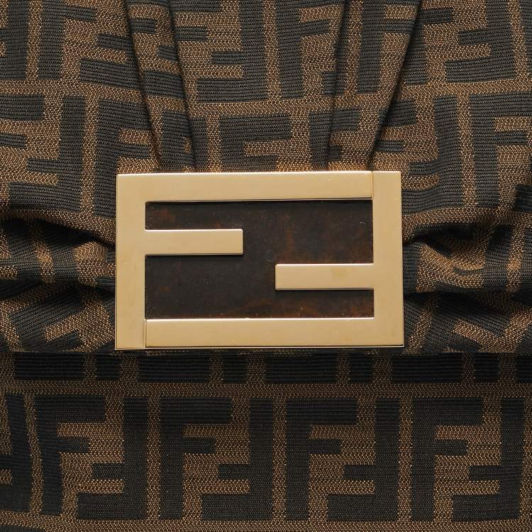 Pre Owned Fendi Tobacco Zucca Canvas and Patent Leather Mia Flap Bag