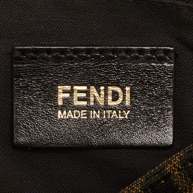 Pre Owned Fendi Tobacco Zucca Canvas and Patent Leather Mia Flap Bag