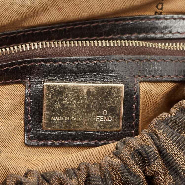 Pre Owned Fendi Tobacco Zucca Canvas and Leather Magic Bag