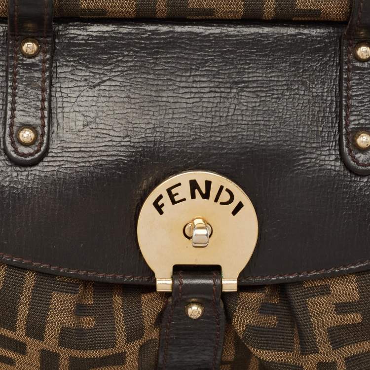 Pre Owned Fendi Tobacco Zucca Canvas and Leather Magic Bag
