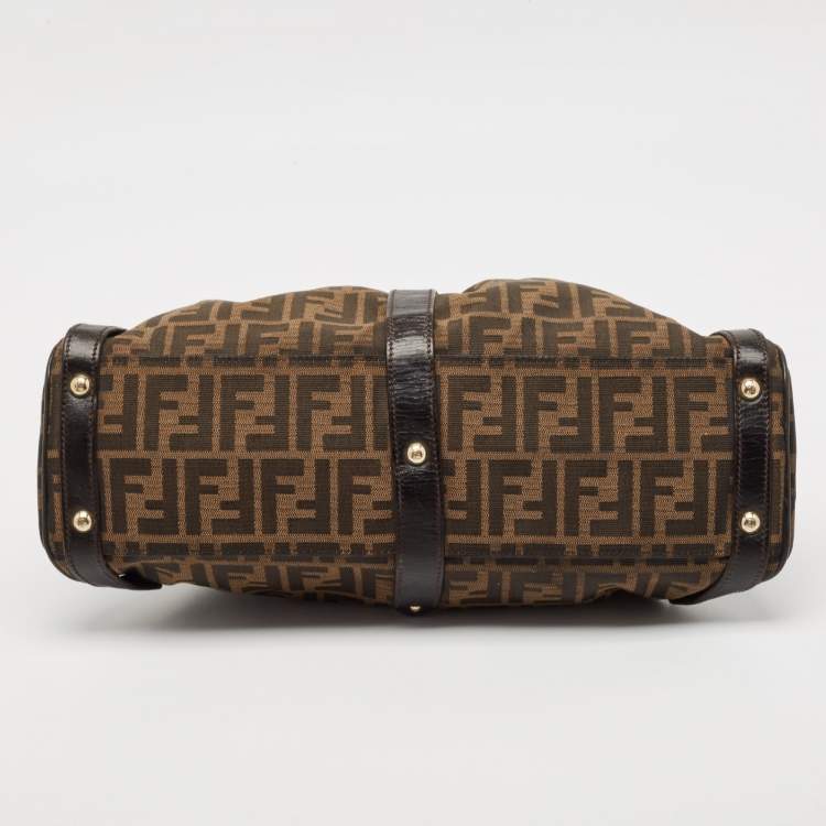 Pre Owned Fendi Tobacco Zucca Canvas and Leather Magic Bag