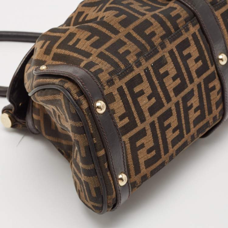 Pre Owned Fendi Tobacco Zucca Canvas and Leather Magic Bag
