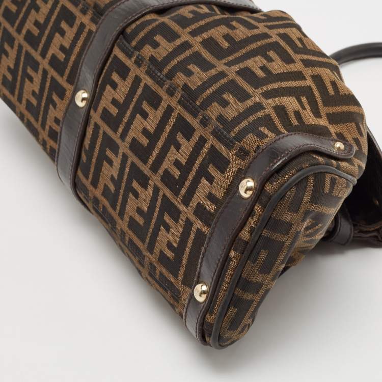 Pre Owned Fendi Tobacco Zucca Canvas and Leather Magic Bag