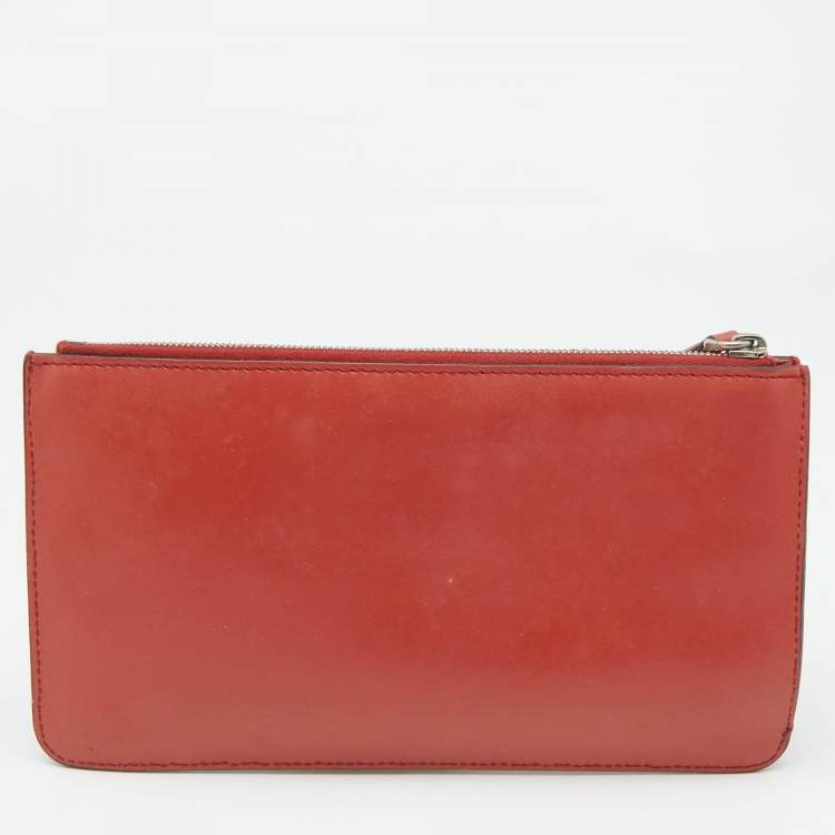 Pre Owned Fendi Brick Leather Zip Pouch
