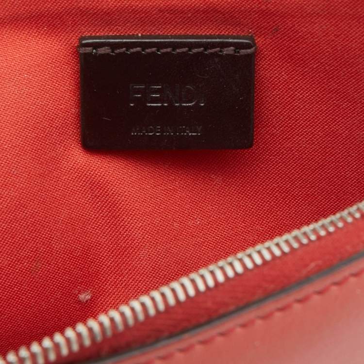 Pre Owned Fendi Brick Leather Zip Pouch