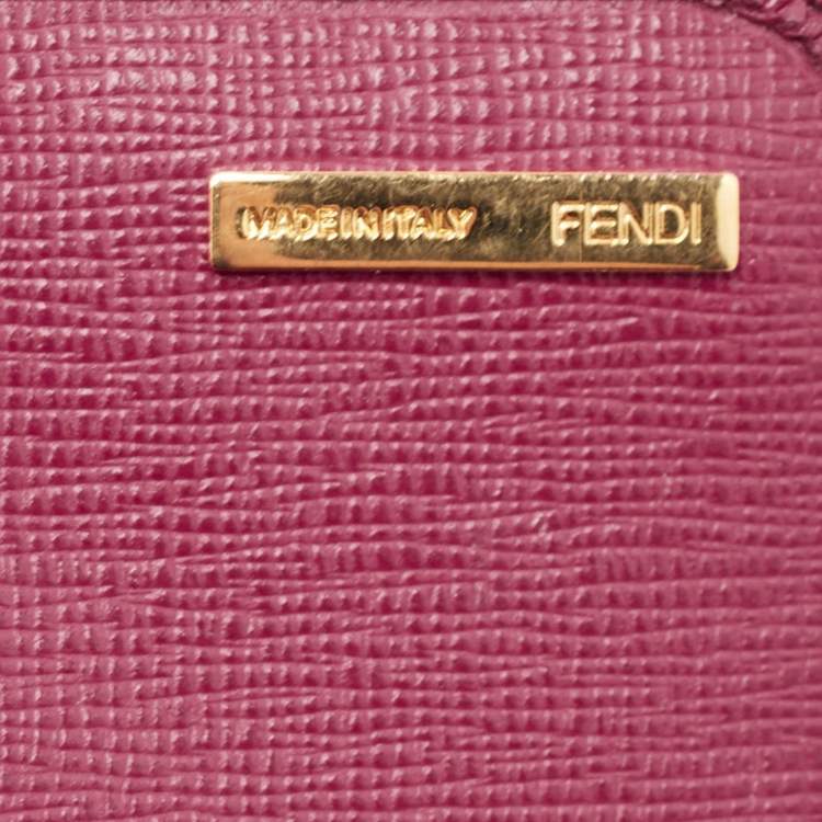Pre Owned Fendi Magenta Leather Crayons Continental Wallet