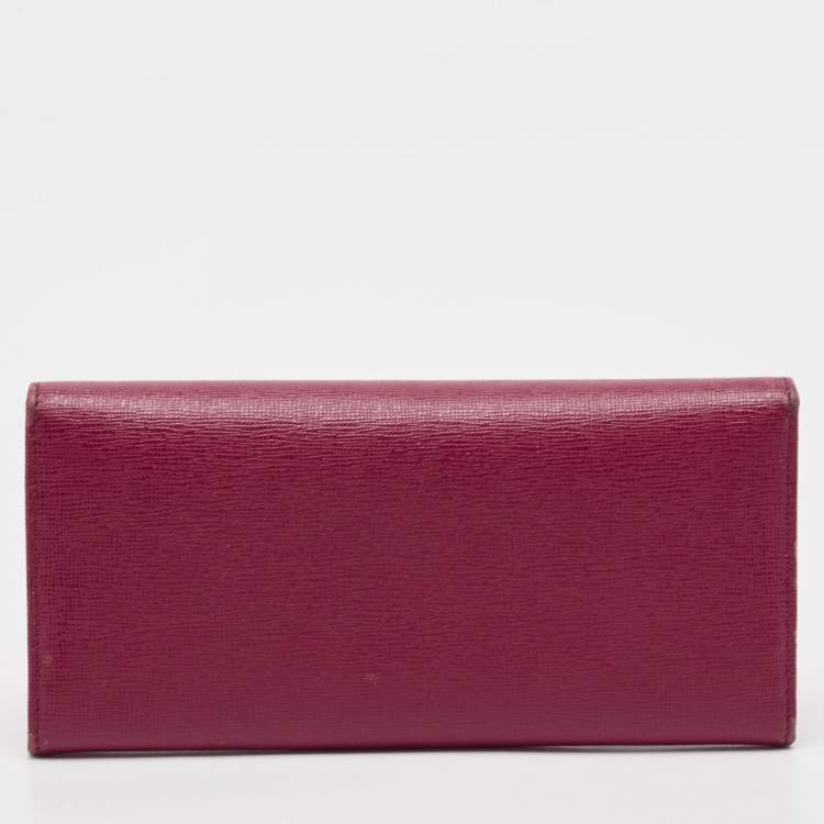 Pre Owned Fendi Magenta Leather Crayons Continental Wallet