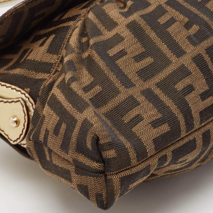 Pre Owned Fendi Tobacco/Gold Zucca Canvas Small Chef Shoulder Bag