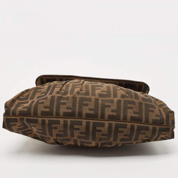 Pre Owned Fendi Tobacco/Gold Zucca Canvas Small Chef Shoulder Bag