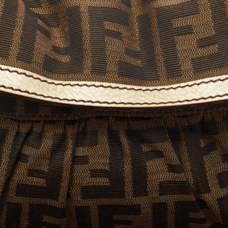Pre Owned Fendi Tobacco/Gold Zucca Canvas Small Chef Shoulder Bag