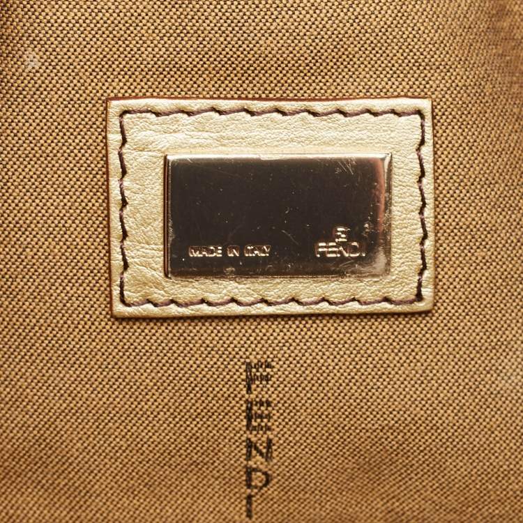 Pre Owned Fendi Tobacco/Gold Zucca Canvas Small Chef Shoulder Bag