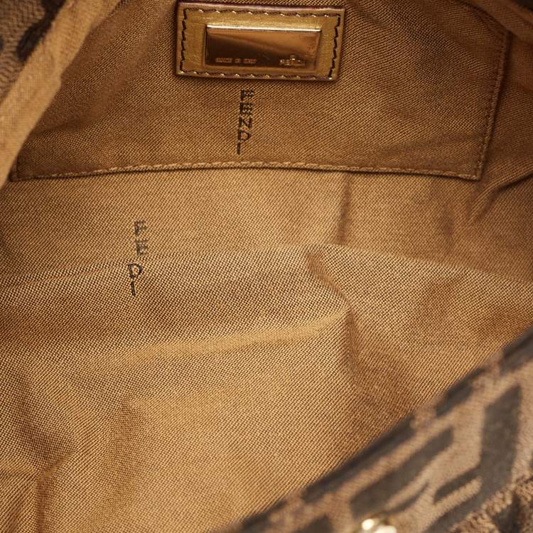 Pre Owned Fendi Tobacco/Gold Zucca Canvas Small Chef Shoulder Bag