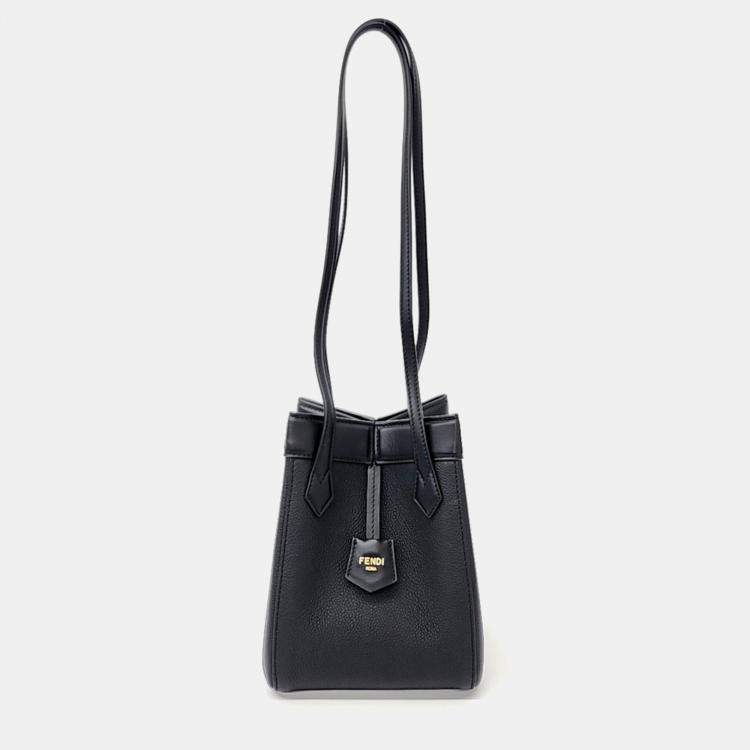 Pre Owned Fendi Black Leather Origami Mini Shoulder Bag