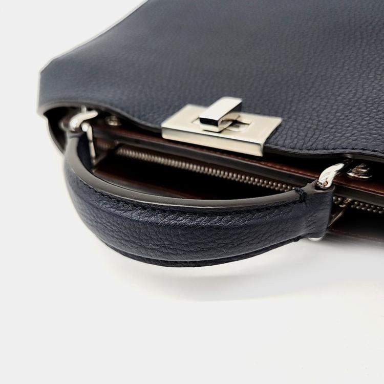 Pre Owned Fendi Navy Blue Leather Peekaboo I See U Mini Bag