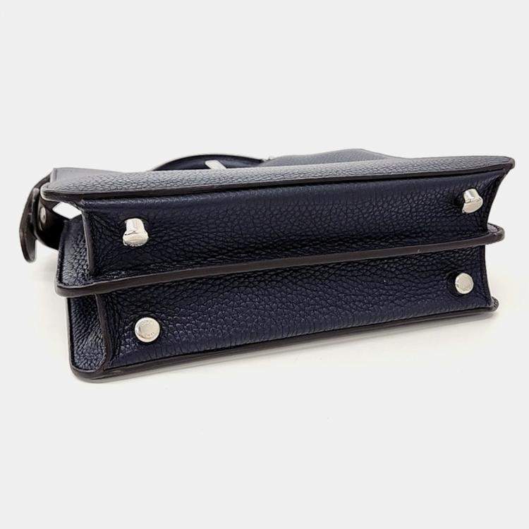 Pre Owned Fendi Navy Blue Leather Peekaboo I See U Mini Bag