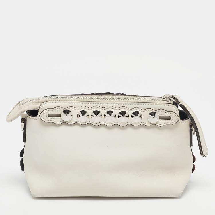Pre Owned Fendi Multicolor Leather Mini By The Way Studded Flower Crossbody Bag            