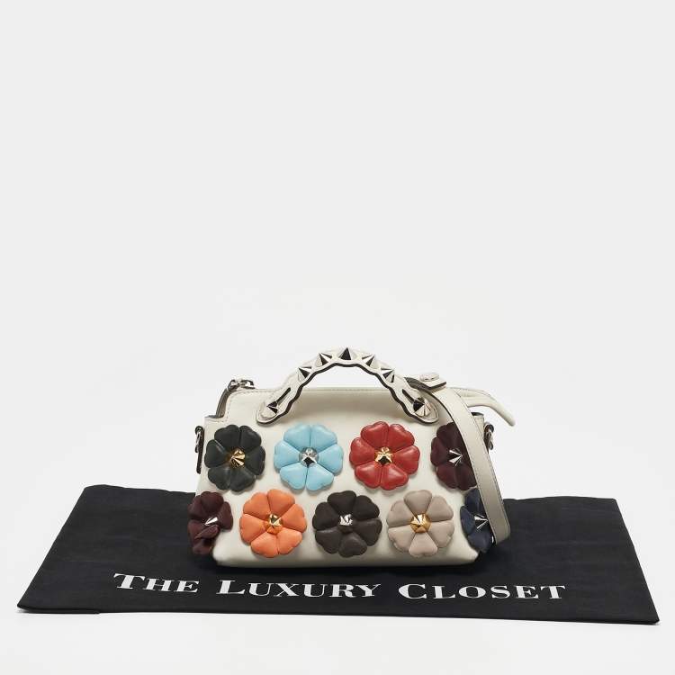 Pre Owned Fendi Multicolor Leather Mini By The Way Studded Flower Crossbody Bag            