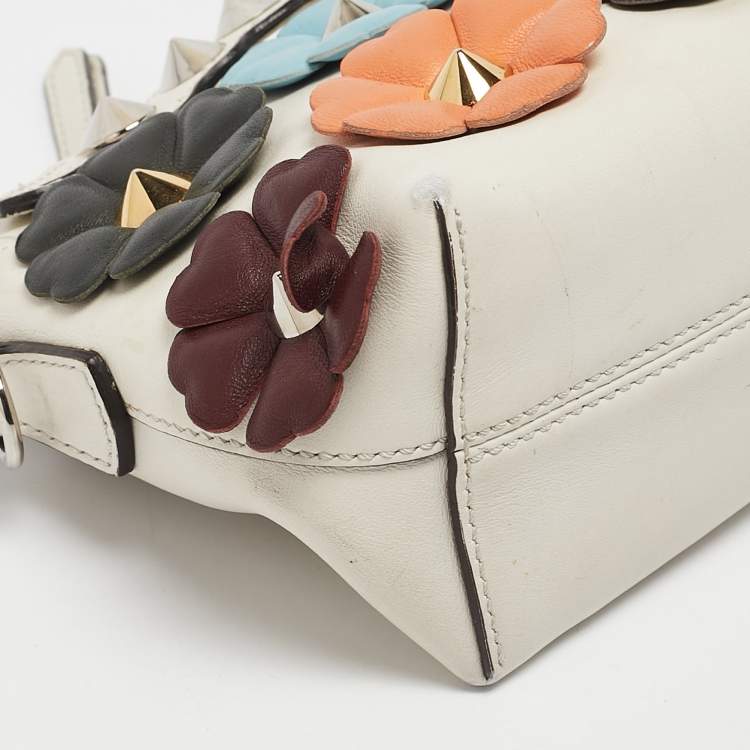 Pre Owned Fendi Multicolor Leather Mini By The Way Studded Flower Crossbody Bag            