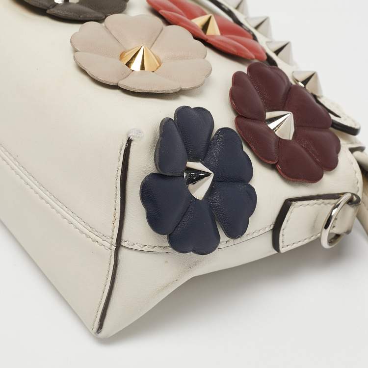 Pre Owned Fendi Multicolor Leather Mini By The Way Studded Flower Crossbody Bag            