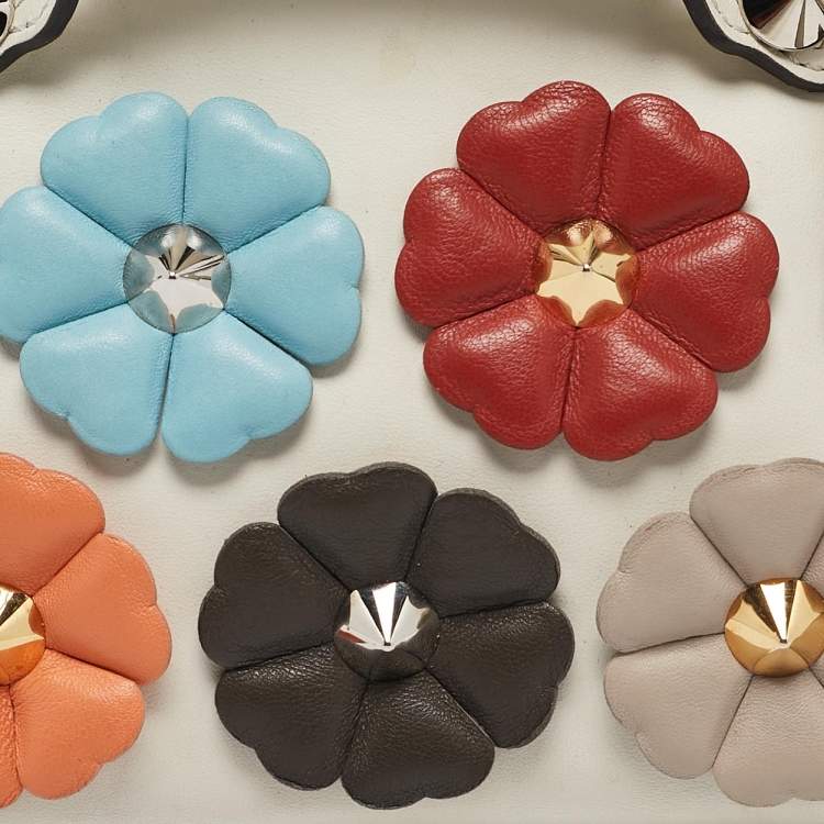 Pre Owned Fendi Multicolor Leather Mini By The Way Studded Flower Crossbody Bag            