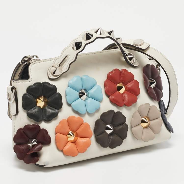 Pre Owned Fendi Multicolor Leather Mini By The Way Studded Flower Crossbody Bag            