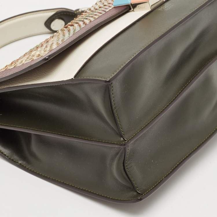 Pre Owned Fendi Multicolor Leather and Python Medium Kan I Top Handle Bag