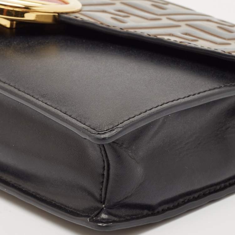 Pre Owned Fendi Brown/Black FF Leather F is Fendi Wallet On Chain
