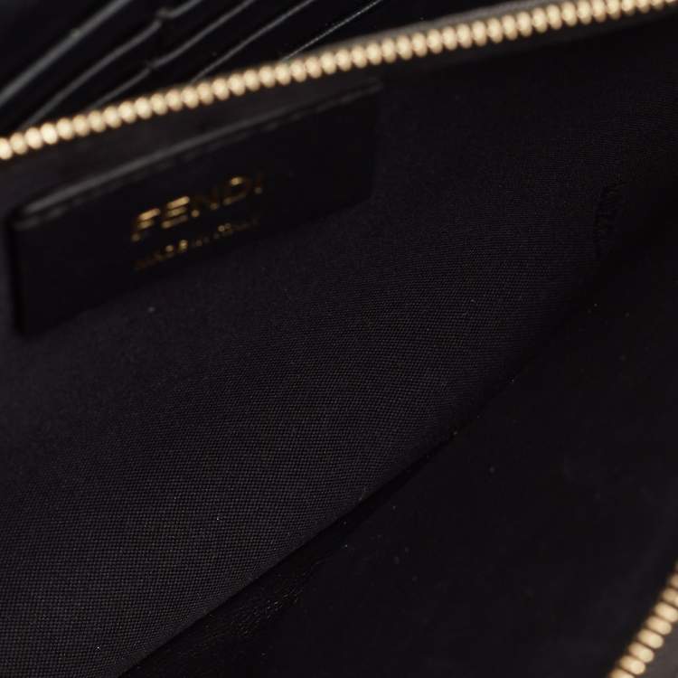 Pre Owned Fendi Brown/Black FF Leather F is Fendi Wallet On Chain