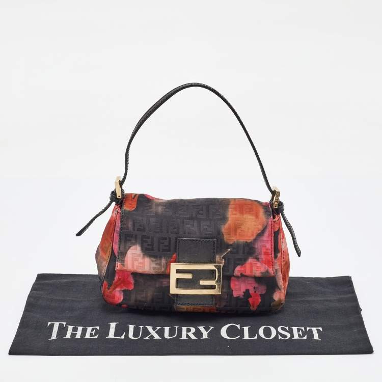 Pre Owned Fendi Multicolor Floral Print Zucchino Fabric and Leather Mini Mama Baguette Bag