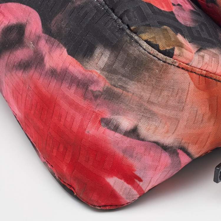 Pre Owned Fendi Multicolor Floral Print Zucchino Fabric and Leather Mini Mama Baguette Bag