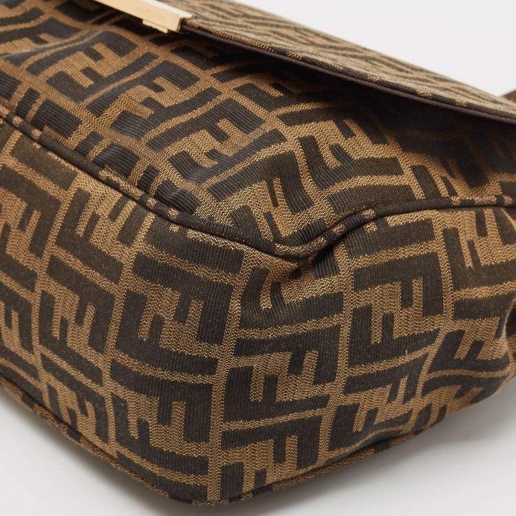 Pre Owned Fendi Tobacco Zucca Canvas Flap Crossbody Bag