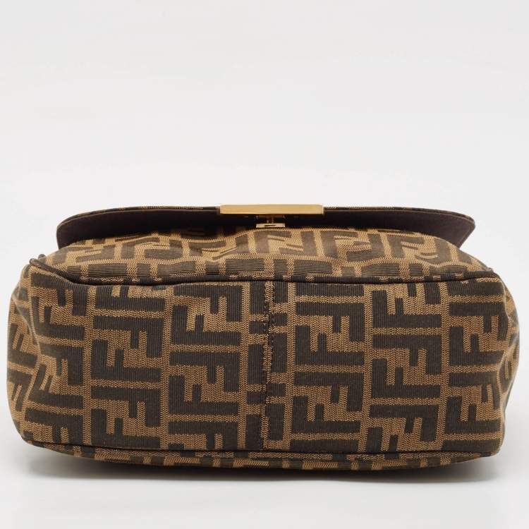 Pre Owned Fendi Tobacco Zucca Canvas Flap Crossbody Bag