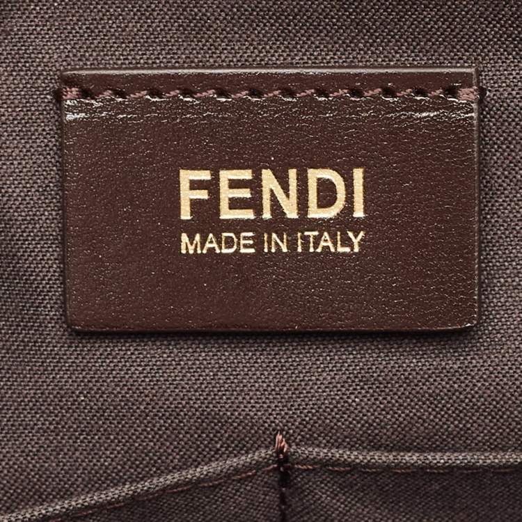 Pre Owned Fendi Tobacco Zucca Canvas Flap Crossbody Bag