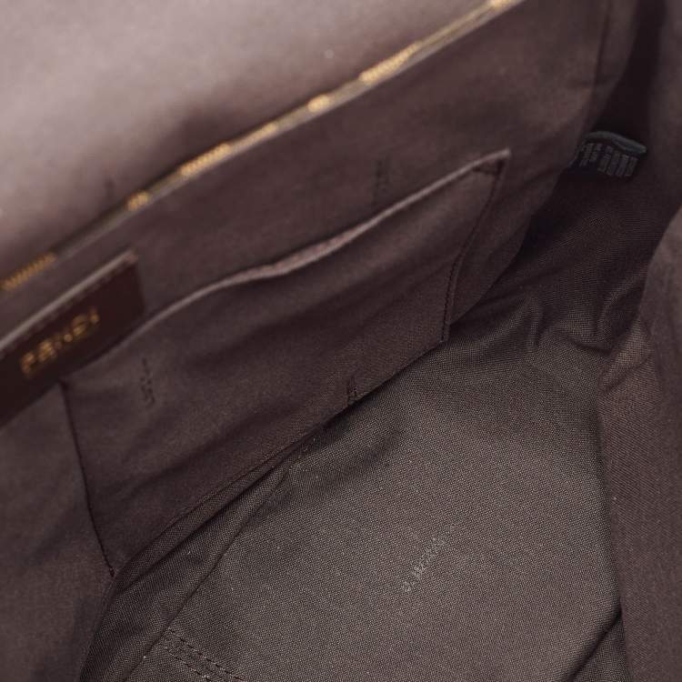 Pre Owned Fendi Tobacco Zucca Canvas Flap Crossbody Bag