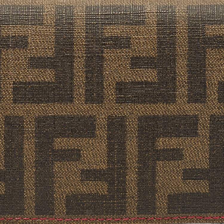 Pre Owned Fendi Tobacco Zucca Coated Canvas Continental Wallet
