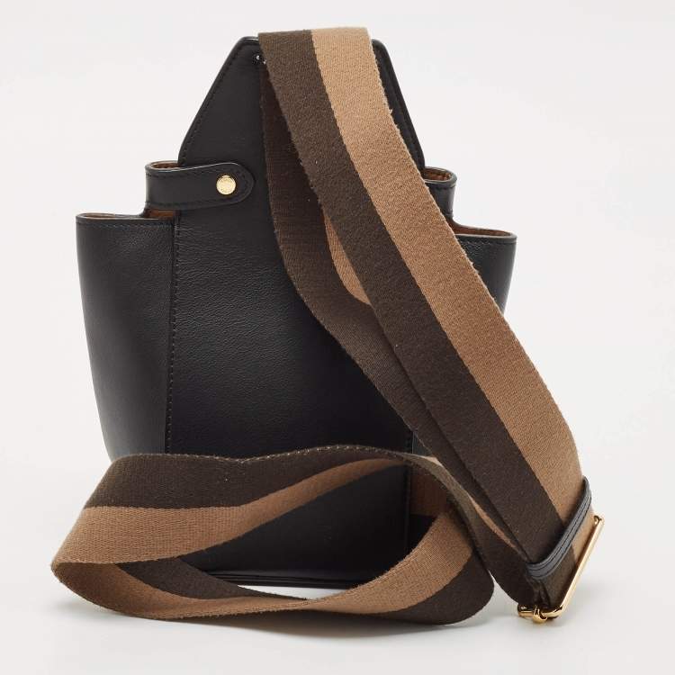 Pre Owned Fendi Black Leather Mini Guitar Bag