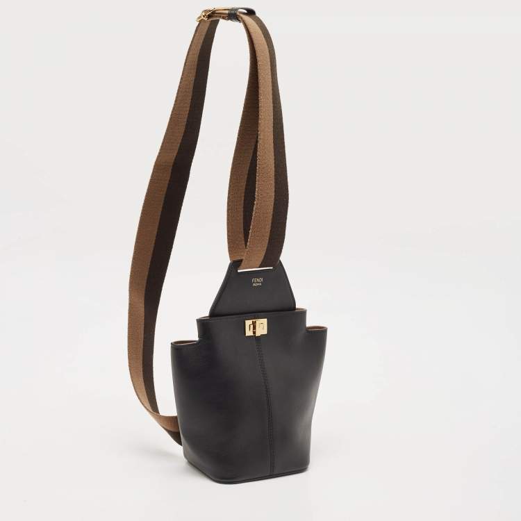 Pre Owned Fendi Black Leather Mini Guitar Bag