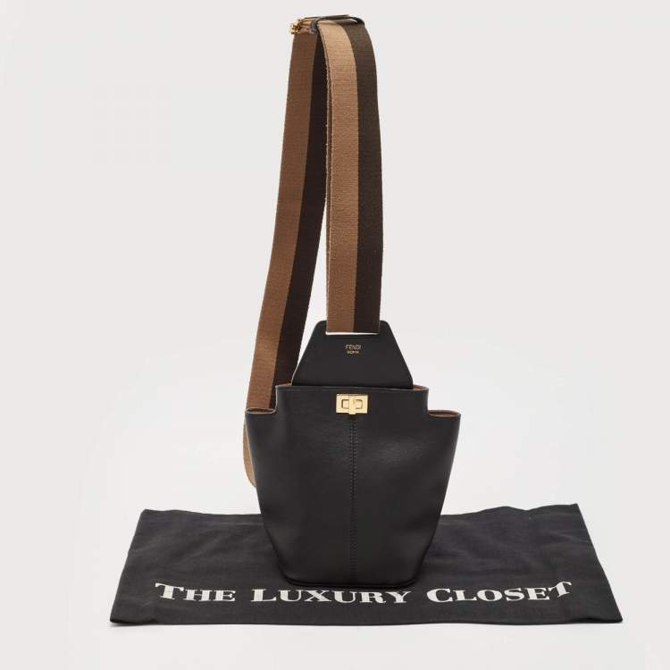 Pre Owned Fendi Black Leather Mini Guitar Bag