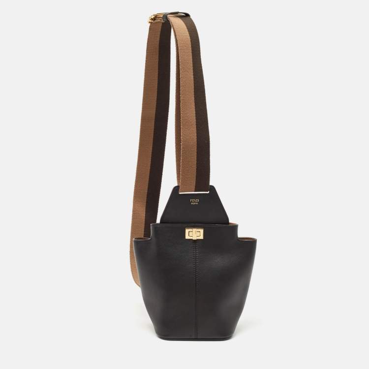 Pre Owned Fendi Black Leather Mini Guitar Bag