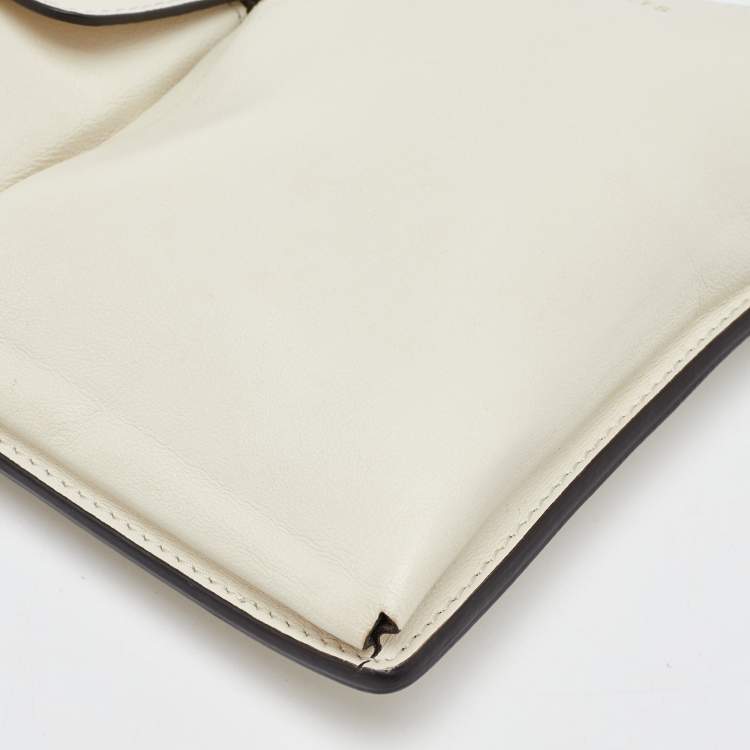 Pre Owned Fendi White Leather Business 3 Pocket Mini Crossbody Bag