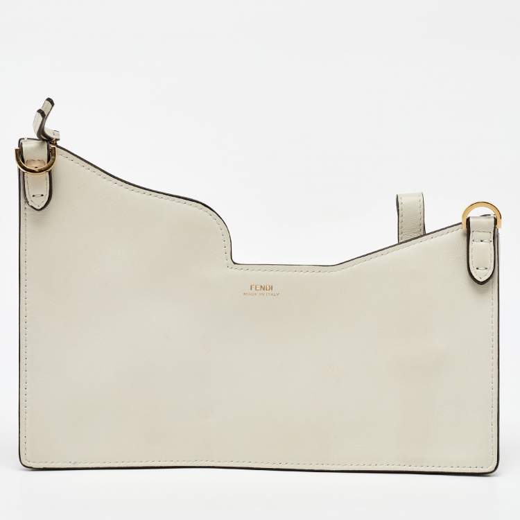 Pre Owned Fendi White Leather Business 3 Pocket Mini Crossbody Bag